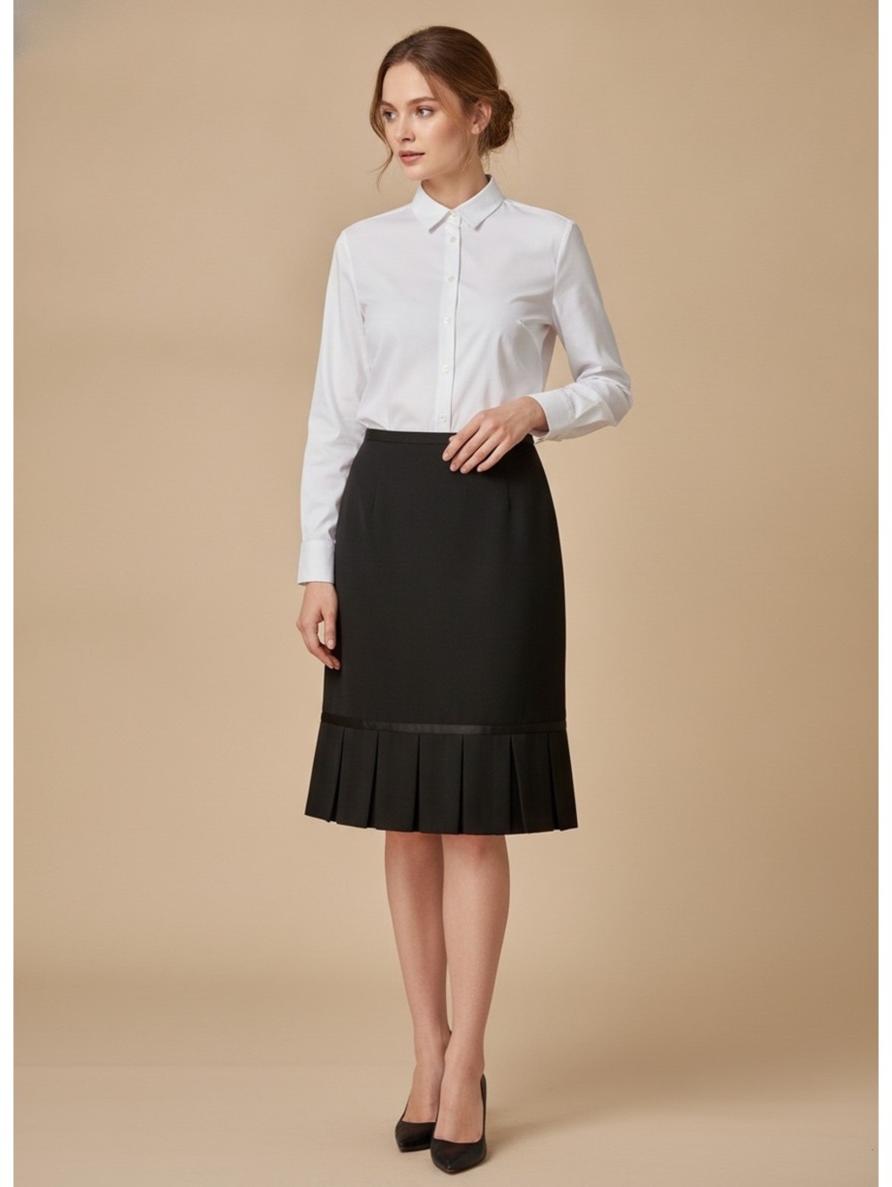 The Perfect Black Skirt with Pleated Ruffle Hem 4